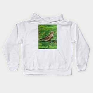 Brown Bird in the Green Grass Kids Hoodie